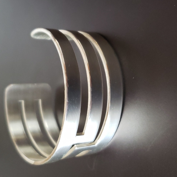 Rustic Cuff Silvertone Cutout Cuff Bracelet - Picture 3 of 4